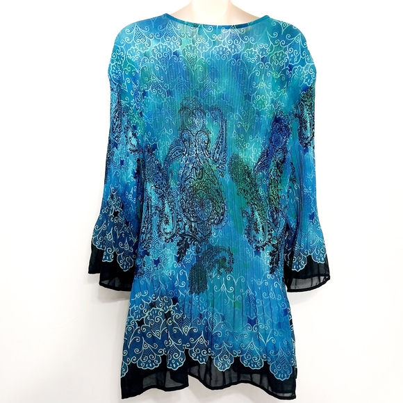 🔵BOGO FREE🔵 Catherines Added Dimensions Top Boho Sequins Sz 2X - Picture 5 of 6